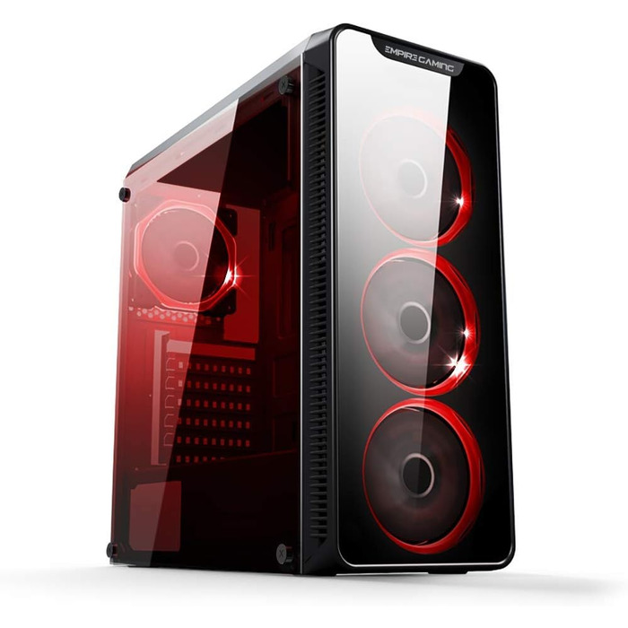 Ігровий корпус для ПК EMPIRE GAMING Warmachine ATX, середній, 4 безшумні вентилятори, LED-RGB-підсвічування, 11 режимів, скло спереду та збоку