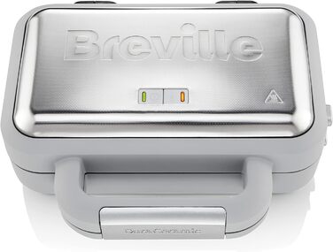 Вафельниця Breville DuraCeramic з антипригарним покриттям, легке очищення, глибокі знімні пластини, сірий/сріблястий [VST072X]