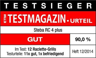 Раклетниця Steba RC 4 Plus Deluxe з антипригарною литою та натуральною кам'яною плитою, 8 емальованих лотків, 29x29 см, виробництво Німеччина