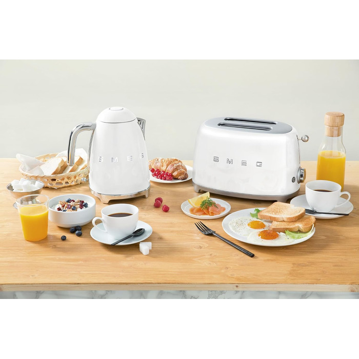Тостер Smeg TSF01CREU Білий, 2 відділення, 6 рівнів підсмажування, функція розморожування та підігріву, 950 Вт