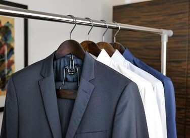 Дерев'яні вішалки для костюмів SUITS VIENNA, 4 шт, рельєфні, 40 см, для піджаків та штанів, жіночі, преміум-клас, масив дерева, нековзкі, делюкс