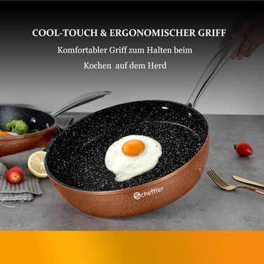 Набір каструль і сковорід Scheffler 15 предметів для індукції з мідним дном, нержавіюча сталь, скляні кришки