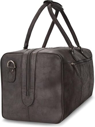 LEABAGS Дорожня сумка з натуральної шкіри 40 л, жіноча та чоловіча, преміум якість, велика спортивна та тренувальна сумка для подорожей, чорна