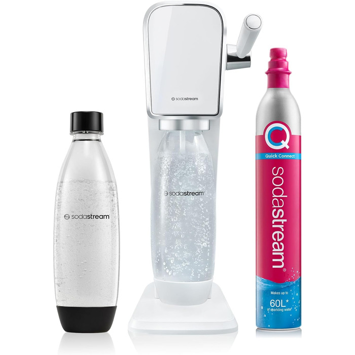 Сифон для газування води SodaStream ART з пляшкою 1л та циліндром CO2, білий