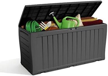 Скриня для зберігання Keter Marvel Plus 270л, сіра, водонепроникна, з сидінням, для саду, тераси, балкону