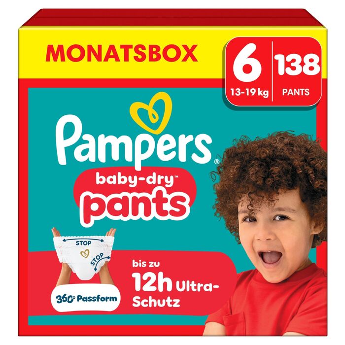 Підгузки-трусики Pampers Baby-Dry розмір 6 (13-19 кг), 138 шт, захист від протікань 360°