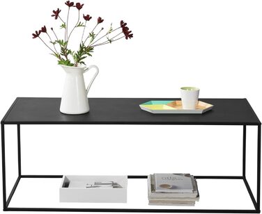 Журнальний стіл en.casa Montolivet 40x110x50 см, металевий, чорний, індустріальний стиль для вітальні