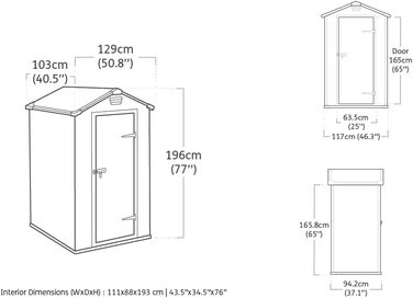 Сарай садовий Keter Manor 4x3 сірий, пластиковий, для дачі, 128x94x196 см