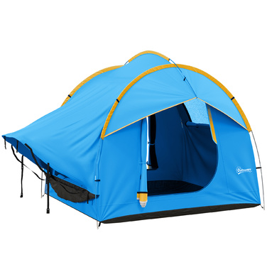 Outsunny Rear Tent Автомобільний намет на 6 осіб, купольний намет з 3 дверима, вікно, задні двері Намет для каравану, позашляховик, поліестер, синій