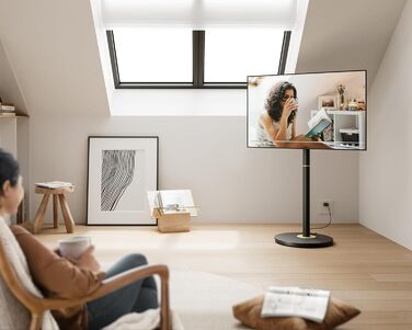 FITUEYES мобільна стійка для телевізора 32-65'' з коліщатками, регульована по висоті, мінімалістичний дизайн, для дому та офісу