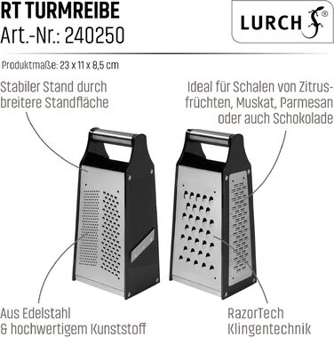 Терка кухонна Lurch RazorTech Vierkantreibe, нержавіюча сталь/пластик, 23x10.5x8.5 см