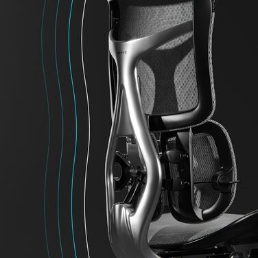Офісне крісло Diablo Brave V-Kinetic, ергономічне, з підставкою для ніг, 5D підлокітниками, сітчастою спинкою, підтримкою попереку, регульоване, до 120 кг, чорне, 126x70x70 см