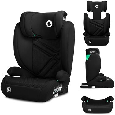 Автокрісло Lionelo Hugo i-Size R129 Група 2/3 (100–150 см) – ISOFIX, регульована підголовник з Memory Foam, бічний захист, комфортні підлокітники, чорний карбон