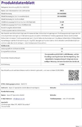 Мобільний кондиціонер DREO AC319S 7500 BTU (3-в-1: охолодження/вентиляція/осушення), з Wi-Fi, пультом та голосовим керуванням, без дренажу, з набором для вікна, білий