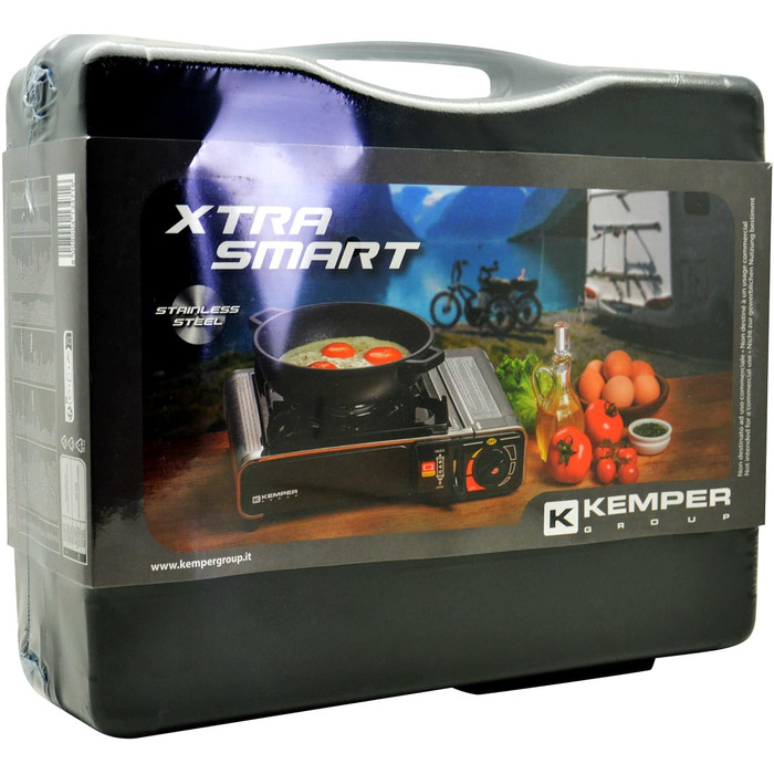 Газовий нагрівач KEMPER Nomade з нержавіючої сталі, 1900 Вт, Piezo-запалювання, подвійний захист, у кейсі