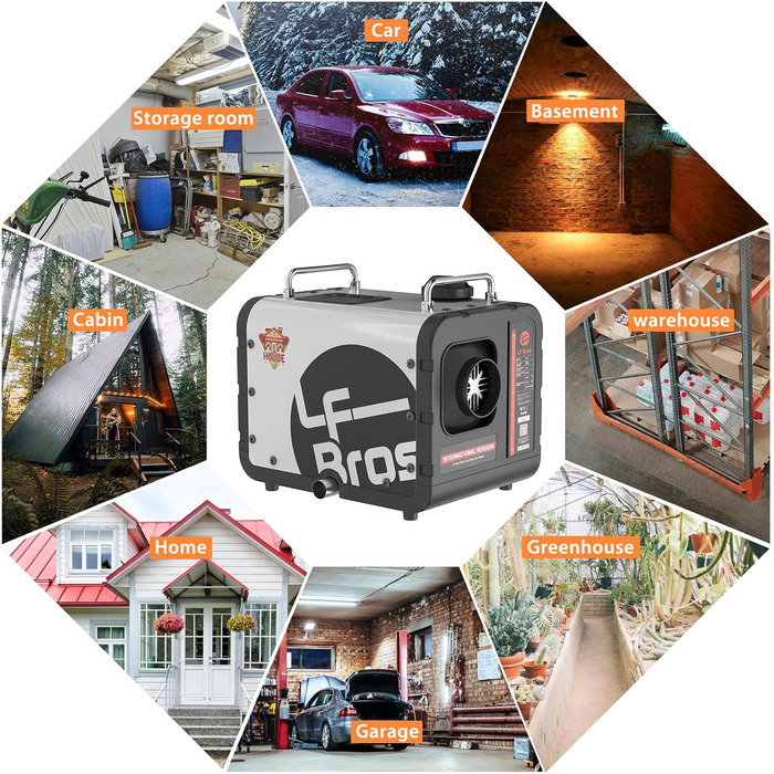 Дизельний опалювач LF Bros 5 кВт - 12/24/220-240V з пультом керування та LCD-дисплеєм для гаража, майстерні, кемпінгу, автодому (білий)