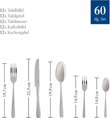 Набір столових приборів Villeroy & Boch Voice Basic 30 предметів для 6 осіб, нержавіюча сталь, придатний для мийки в посудомийній машині