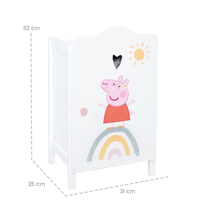 Дитяча шафа для лялькового одягу Peppa Pig, дерев'яна, біла, з малюнком з мультсеріалу, меблі для ляльок, для зберігання аксесуарів