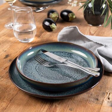 Столовий сервіз Villeroy & Boch Crafted Breeze 12 предметів, сіро-блакитний, преміум порцеляна, реактивна глазур, обідні та супові тарілки