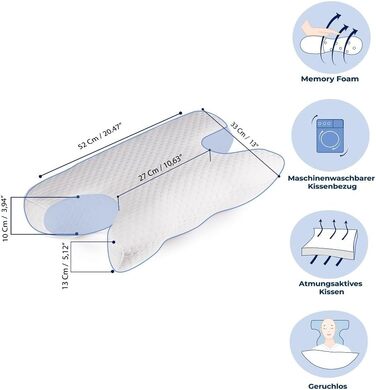 Ортопедична подушка Beauty Pillow з пам’яттю форми, проти зморшок, антивікова, для сну на боці та спині