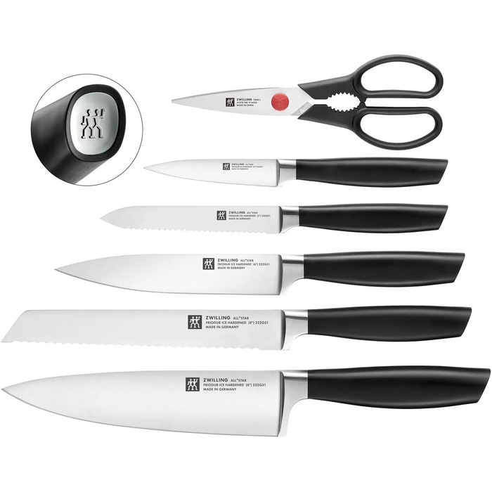 Набір ножів Zwilling All Star з технологією KiS, 7 предметів, кухонні ножі, білий
