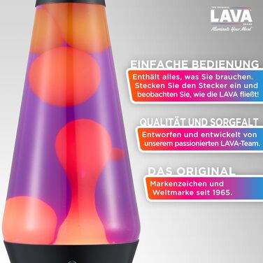 Лавова лампа LAVA® Evenfall Rocket 2391, жовтий віск, фіолетова рідина, декоративна основа у формі ракети, 37 см