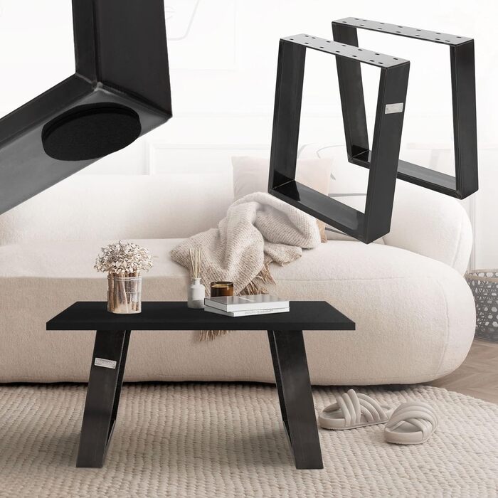 Комплект з 2-х металевих ніжок для столу ML-Design, 80° нахил, 40x43 см, індустріальний стиль, сталеві підставки для меблів, ніжки для лавки