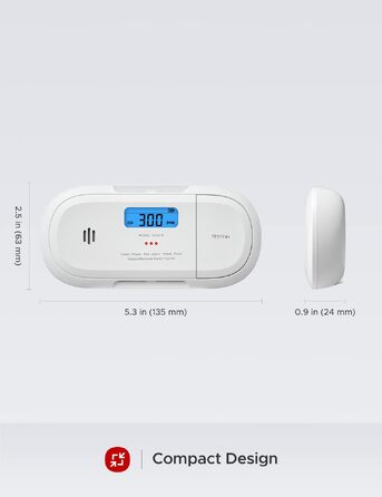 Розумний датчик чадного газу X-Sense XC04-WX з Wi-Fi, сповіщення через додаток X-Sense Home Security, зі змінною батареєю, білий