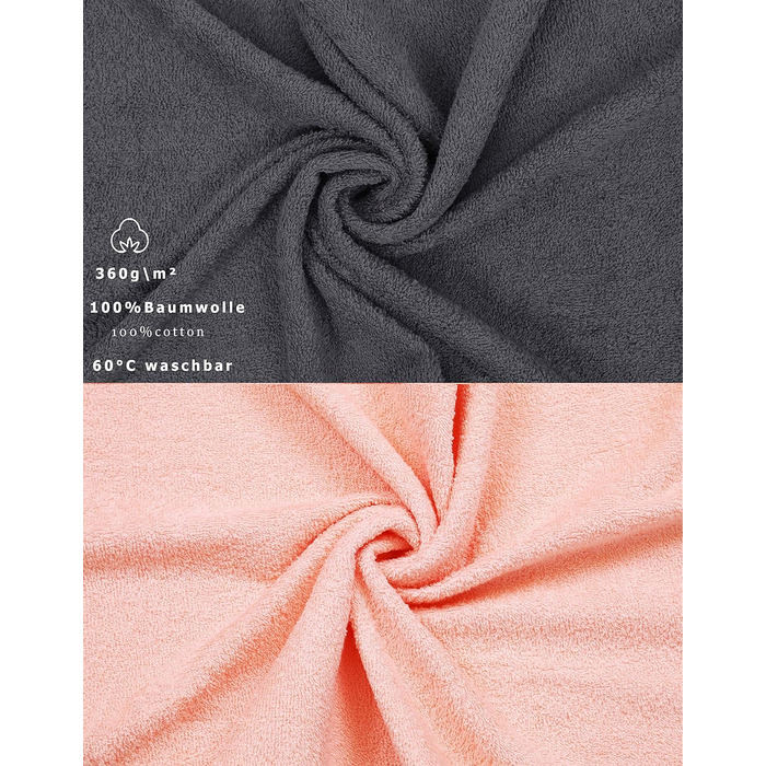 Комплект рушників Betz Palermo 6 шт: 2 банних 70x140 см, 4 рушники 50x100 см, сауна-рушник, антрацит/абрикос