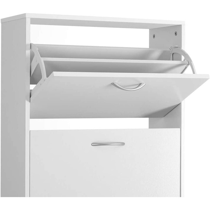 Шафа для взуття Casaria® на 18 пар, 115x60x25 см, 3 дверцята, дерево бук, білий колір, з блокуванням від перекидання