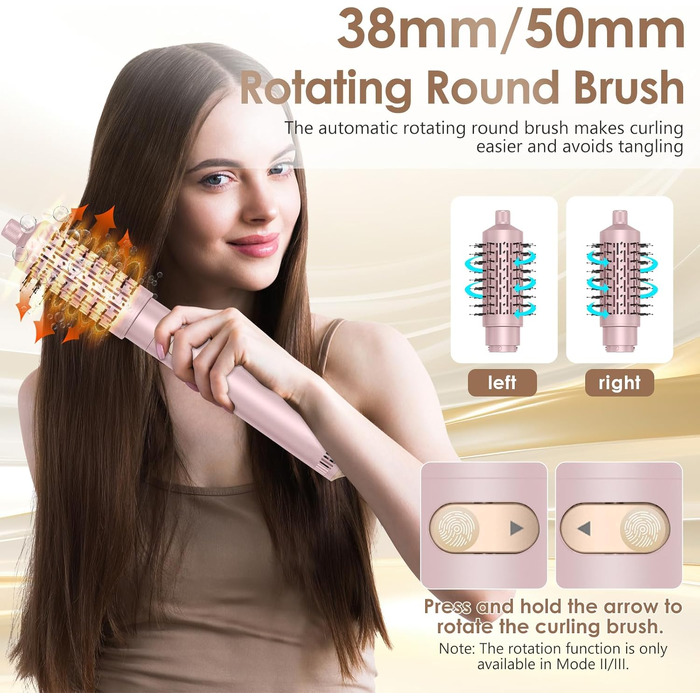 Набір для укладки волосся 3 в 1 Rotierend Air Styler (Рожевий) - Фен-щітка, обертова щітка, термощітка для сушіння, випрямлення та укладки