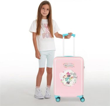 Дитяча валіза Disney Minnie Florals, рожева, 38x55x20 см, жорсткий пластик, 34 л, 2 кг, 4 колеса, ручна поклажа