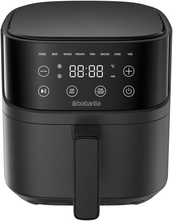 Аерофритюрниця Brabantia Airfryer XL 4 л, 1700 Вт, цифровий сенсорний дисплей, 8 програм, без PFAS, чорна, BBEK1134