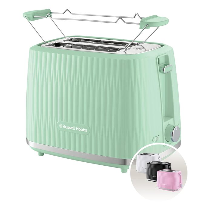 Тостер Russell Hobbs Eden на 2 тости, зелений (27372-56) - 6 режимів, розморожування, підігрів, підйом тостів, лоток для крихт