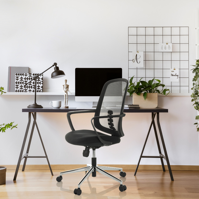 Офісне крісло / поворотне крісло SEDIOLO B тканина сидіння / сітка спинки чорна hjh OFFICE