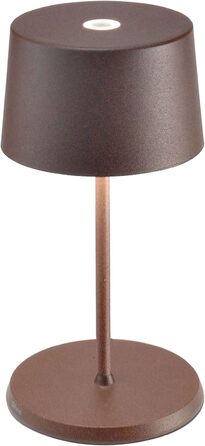 Настільна лампа Zafferano Olivia Mini, портативна, акумуляторна, сенсорне керування, диммер, 2700-3000K, для вітальні та вулиці, колір кортен, висота 22 см