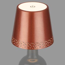 BRILONER LED лампа-насадка на пляшку, димована, бездротова настільна лампа з сенсорним керуванням, нічник, лампа для читання, тепле біле світло, 11x9 см, мідний матовий колір