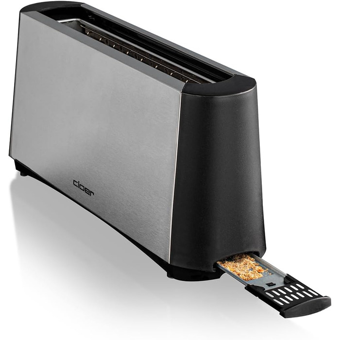 Тостер Cloer 3810 довгий слот, 880 Вт, для 2 тостів, функція для сірого хліба, насадка для булочок, корпус з нержавіючої сталі