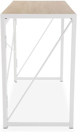 Стіл для комп'ютера Versa Jack, складаний офісний стіл 74x45x90 см, дерево і метал, біло-світло-коричневий