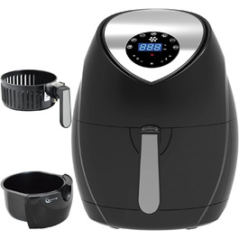 Фритюрниця з гарячим повітрям ECO-AIR-PROFI DC-1400W, чорна, цифрове сенсорне управління, без масла, для здорового смаження, міні духовка, гриль, таймер