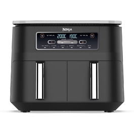 Аерофритюрниця Ninja Foodi Dual Zone 7,6 л, 2 кошики, цифрова, антипригарне покриття, 6-в-1, для 4-6 порцій, чорна (AF300EU)