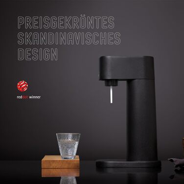 Сифон для газування води Mysoda Woody Wassersprudler (Pigeon), чорний, з CO2-циліндром