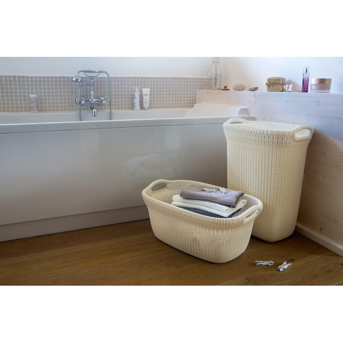 Кошик для білизни Curver KNIT 57 л, 45.2x34.1x61.4 см, білий Oasis, пластик