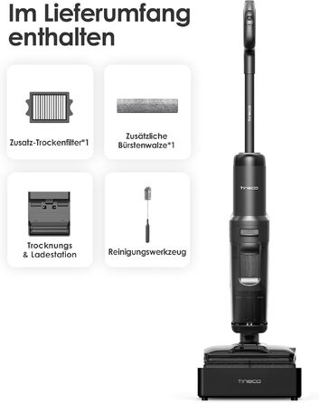 Tineco Floor One S7 Stretch Steam: Акумуляторний пилосос 2-в-1 для вологого та сухого прибирання, 22000 Па, для твердих підлог, шерсті тварин
