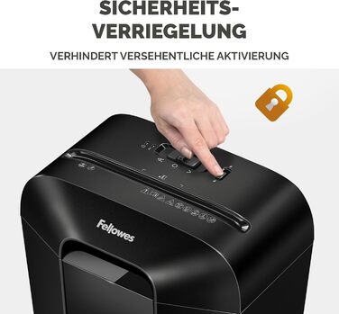 Fellowes шредер для документів, P4, чорний, 15л, для дому та офісу, знищення кредитних карт, 8 листів