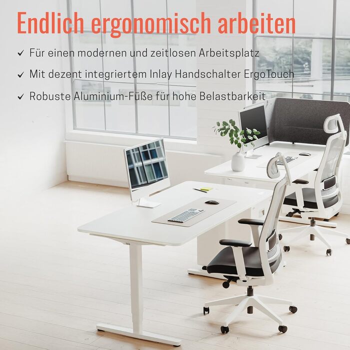 Ергономічний електричний стіл Yaasa Desk Pro 180x80 см білий - регульована висота, стільниця мультиплекс, вантажопідйомність 120 кг