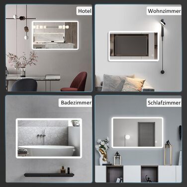 Дзеркало для ванної кімнати з LED-підсвічуванням BD-Baode 40x60 см, 3 режими світла, сенсорне керування
