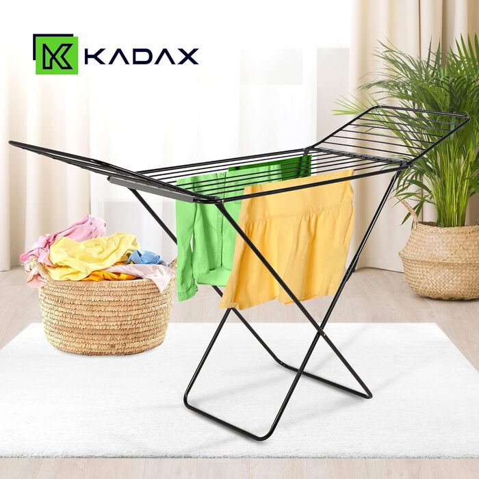 Сушарка для білизни KADAX, складна, 20 м, чорна, з крилами