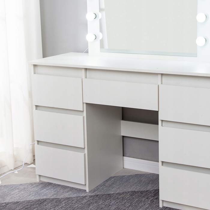 Туалетний столик ELDEN білий MDF з дзеркалом та шухлядами, 120x45x140 см