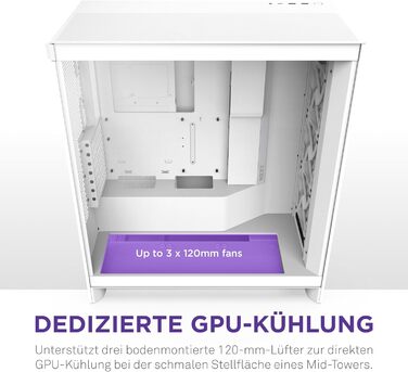 NZXT H7 Flow білий – корпус Mid-Tower ATX з високим повітряним потоком, підтримка до 3×120 мм вентиляторів для охолодження GPU, 3×120 мм фронтальні вентилятори, місце під 420 мм радіатор спереду